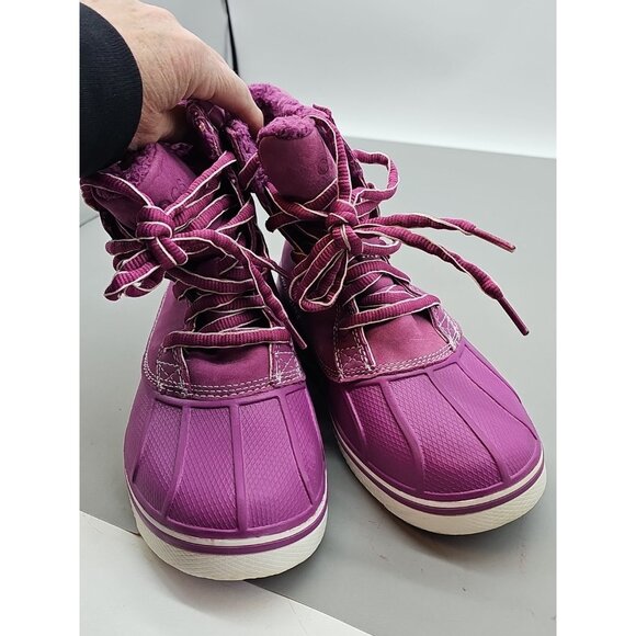 CROCS Winter Snow Waterproof Faux Fur Purple Boots Women's Size 7 - Picture 6 of 6